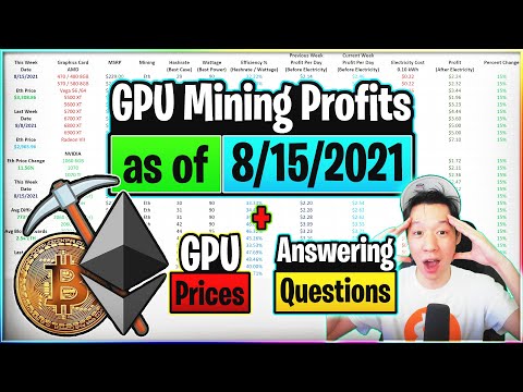 GPU Mining Profits as of 8/15/21 | GPU Prices | Answering Questions