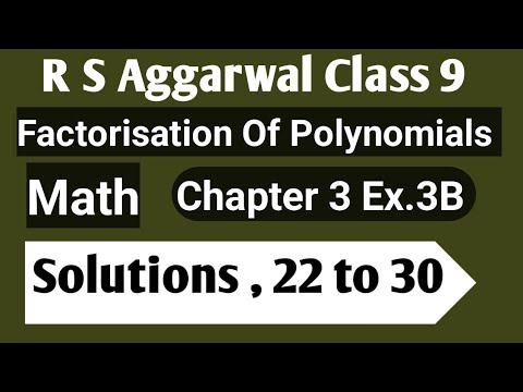 R S Aggarwal Class 9 Chapter 3 Exercise 3B || Questions 22 to 30 || #video