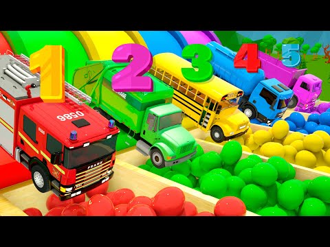 Wheels on the Bus + Baby Shark - colorful balls and big trucks - Baby Nursery Rhymes & Kids Songs