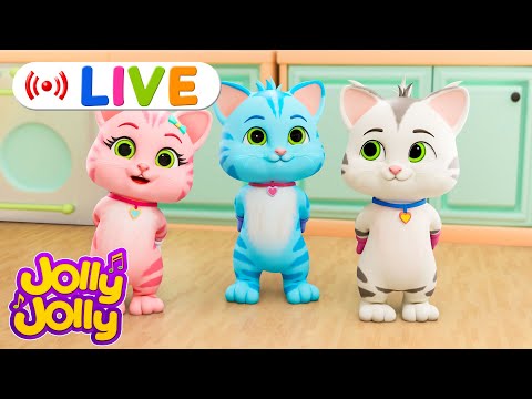 LIVE🔴Three little kittens, The Ice Cream Song + More | Jolly Jolly & Animals - Best Kids Songs!