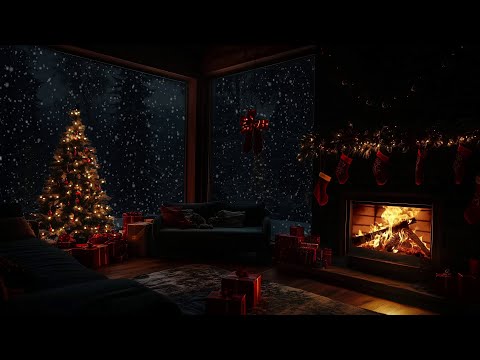 🎄Cozy Cabin for Christmas | Crackling Fire and Snowstorm to Calm Down☃️