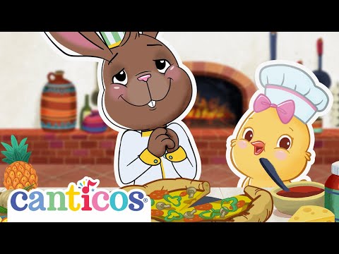 Pizza, pizza…rico! / vegetables & cooking English and Español  #kidssongs #spanishsongs #pizza