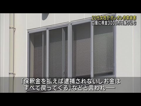 オレオレ詐欺で20代女性が約3000万円被害　警察官ら名乗る男からビデオ通話「保釈金払えば金は戻る」 (24/11/05 21:55)