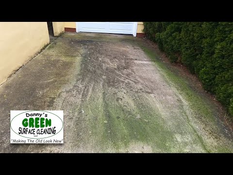 ASMR, Large Green Concrete Area Pressure Washed. (Extremely Satisfying) #asmr, #pressurewashing,