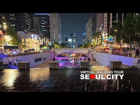 Downtown Seoul Evening Walk, City Hall, Eulji-ro, Myeongdong & Namdaemun-ro, South Korea, Travel, 4K