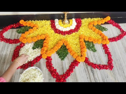 Diwali flower decoration ideas || Diwali decoration ideas with flowers || Flower rangoli designs.