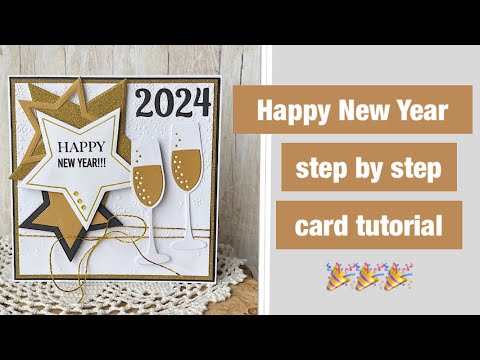 Happy New Year 🥳🥳🥳 step by step card tutorial #happynewyear2024 #newyearcard