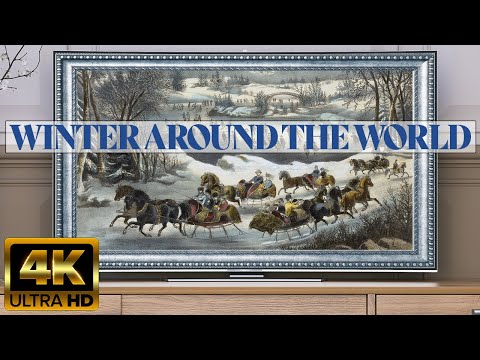 WINTER AROUND THE WORLD | FRAMED 4K ART SCREENSAVER | Vintage Art Slideshow for TV w/ Relaxing Piano