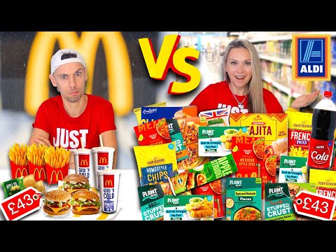 TAKEAWAY vs GROCERY SHOPPING at ALDI *how much can we buy?