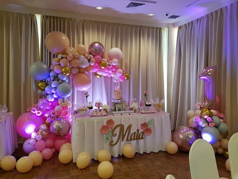 Organic Balloon Garland Birthday Setup