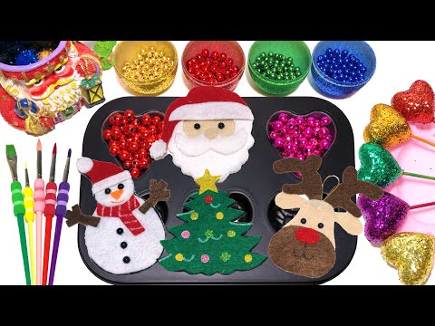 Oddly Satisfying Video l How to Make Rainbow Glossy Christmas Food with santa claus Tre Cutting ASMR