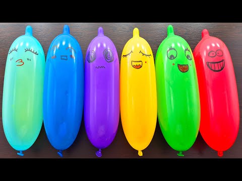 Making Rainbow Metallic Slime with Funny Balloons