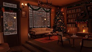 Christmas Bookstore Ambience with Muffled Christmas Music, Coffee Sounds & Fireplace