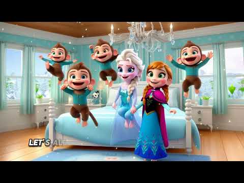 "Five Little Monkeys Jumping on the Bed with Elsa & Anna | Frozen Bedtime Sing-Along Fun..!