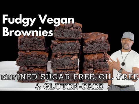 Simple Fudgy Vegan Brownies. Oil-Free, Refined Sugar Free, Gluten-Free, High Protein