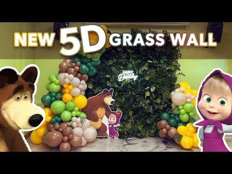 Our NEW 5D Grass Wall with Balloons | Masha and the Bear Birthday party