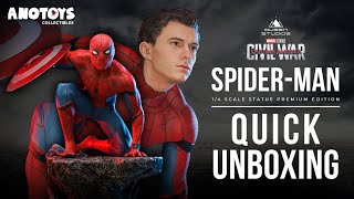 Quick Unboxing: Queen Studios Captain America Civil War Spider-Man Premium Ver. 1:4 Scale Statue