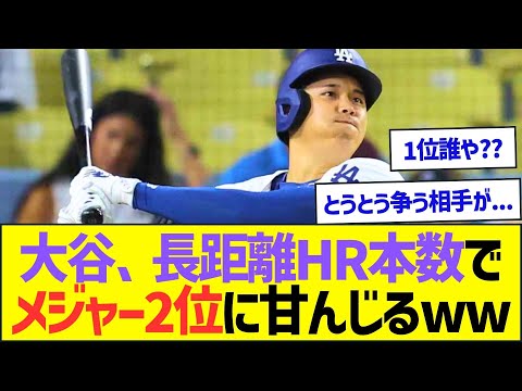 【悲報】大谷翔平さん、得意の長距離ホームランの本数でメジャー全体2位に甘んじてしまうww【プロ野球なんJ反応】