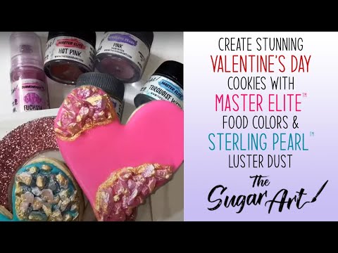 Stunning Valentine's Day cookies with Master Elite™ food colors and Sterling Pearl™ luster dust