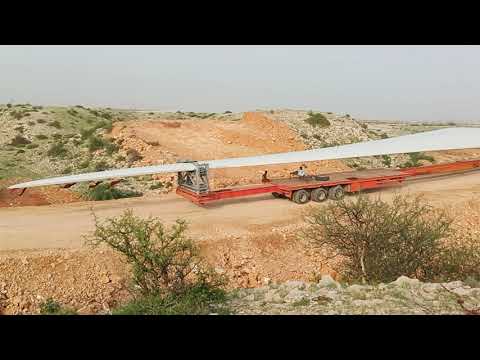 Transportation of Wind Turbine Blades on site | Renewable Power Plant Construction