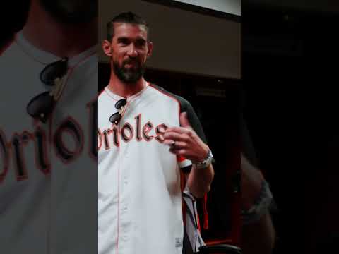 Michael Phelps stopped by the Orioles clubhouse before the game! #teamusa #swimming