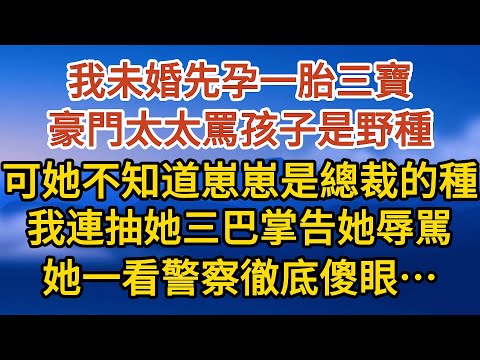 《生下三胎》 第07集：我未婚先孕一胎三寶，豪門太太罵孩子是野種，可她不知道崽崽是總裁的種，我連抽了她三巴掌告她辱駡誹謗，她一看警察徹底傻眼……#戀愛#婚姻#情感 #愛情#甜寵#故事#小說#霸總