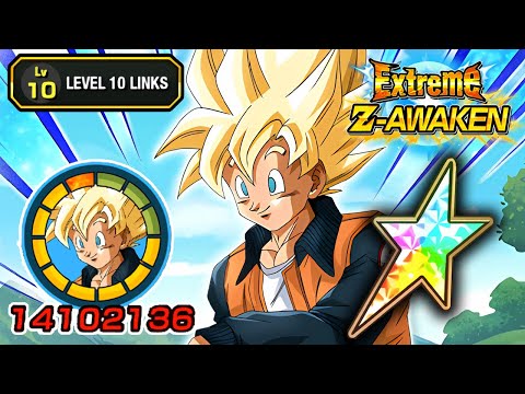 100% EZA AGL SSJ JACKET GOKU LEVEL 10 LINKS + STICKER EFFECT! Dragon Ball Z Dokkan Battle