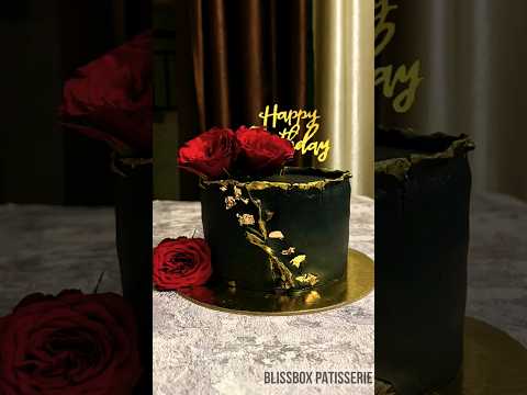 Designer black cake with fresh flowers 🌹🌸 | black fondant cake #cake #trending #fypシ #viral #shorts