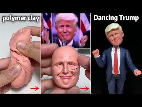 Dancing Trump Bobblehead | Funny Polymer Clay Sculpture