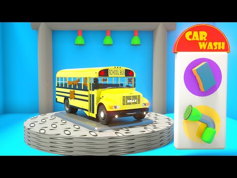 Wheels On the Bus - Baby Nursery Rhymes & Kids Songs - The school bus pulled out of the car wash