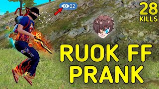 SOLO VS SQUAD || RUOK FF PRANK😆!!! UNSTOPPABLE GAMEPLAY WITH RUOK FF BUNDLE || 99% HEADSHOT INTEL I5