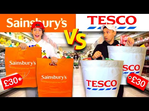 Who can BUY the best CHRISTMAS food shop for £30? TESCO vs SAINSBURY's Grocery haul