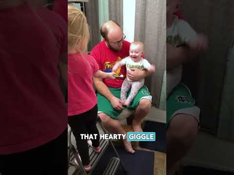 The baby reacts adorably to dad's jokes #shorts #short #funnybaby