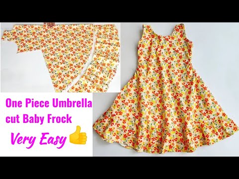 One piece umbrella cut Baby frock cutting and stitching for 5-6 year