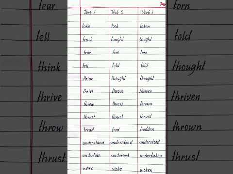 Verb 1 Verb 2 Verb 3 | Verb Forms | Present, Past, Past Participle | Irregular Verbs