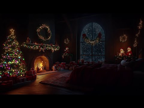 ❄️Comfort Christmas Ambience | Fireplace Burning and Blizzard Sounds for Good Sleep 🎁☃️