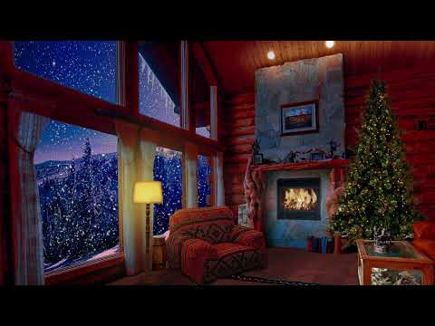 Slow Jazz Music with Cozy Christmas Ambience 🎄 Fireplace & Fire Crackling Sounds 🔥 10 Hour Playlist