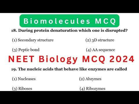 Biomolecules MCQ | Biology MCQ 2024 | NEET 2024 MCQ | Class 11 Biology MCQ