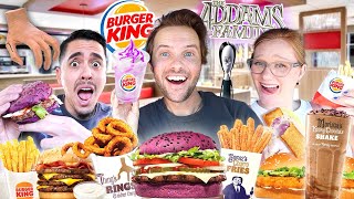 Tasting VIRAL HALLOWEEN Foods! BURGER KING Addams Family Menu!!!