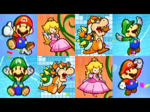 【スーパーペーパーマリオ】全キャラクターアクロバット集【マリオ、ピーチ姫、クッパ、ルイージ】