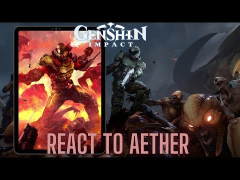 Genshin impact react to Aether as doom slayer | Gacha life 2 | New traveler