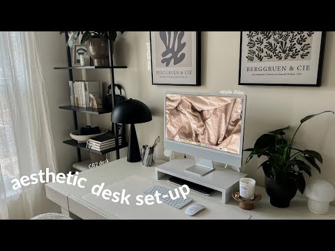 AESTHETIC DESK SET-UP | minimal & productive, aesthetic desk tour, pinterest inspired