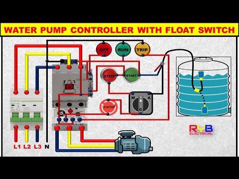 3 Phase DOL Starter Control and Power Wiring Diagram! water Pump Controller with float switch