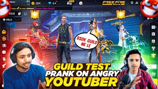 ADAM GUILD TEST PRANK ON ANGRY YOUTUBER 😱🔥 garena free fire