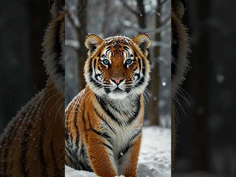 Snow-Covered Tiger Cub in Winter Wonderland: Stunning Wildlife Photography