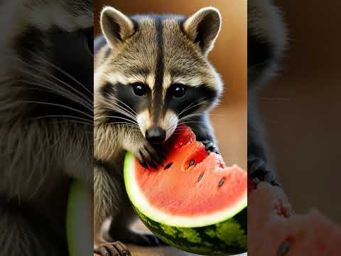 Raccoon Tries Fruit For The First Time