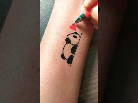 DIY | cute panda love tattoo.....#tattoo #viral #trending #temporarytattoo #kungfupanda