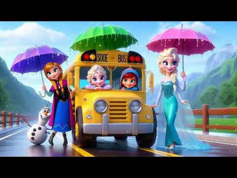 Wheels on the Bus with Elsa, Ariel & Sofia | Rainy Day Fun | Kids Sing-Along