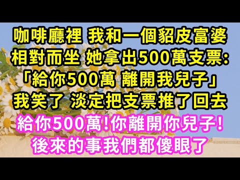 咖啡廳裡 我和一個貂皮富婆,相對而坐 她拿出500萬支票:「給你500萬 離開我兒子」我笑了 淡定把支票推了回去,給你500萬!你離開你兒子!後來的事我們都傻眼了#甜寵#灰姑娘#霸道總裁#愛情#婚姻