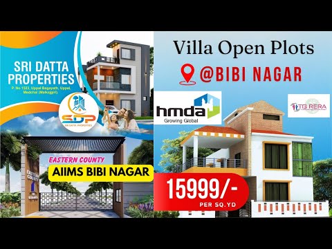 hmda approved ready to construction villa plots for sale at aiims bibinagar,  @15,999 per sqyrd.